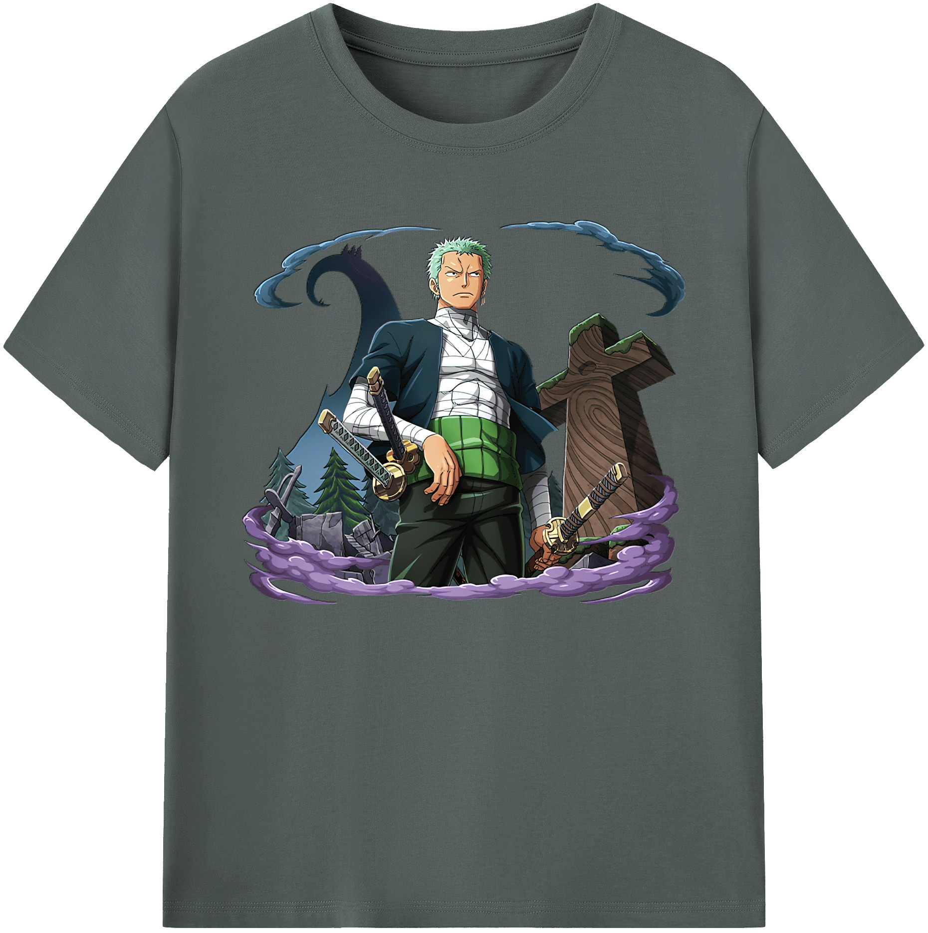 ワンピース ロロノア・ゾロ ONE PIECE Roronoa Zoro 綿100％ メンズ半袖Tシャツ｜肌触りやわらか＆通気性